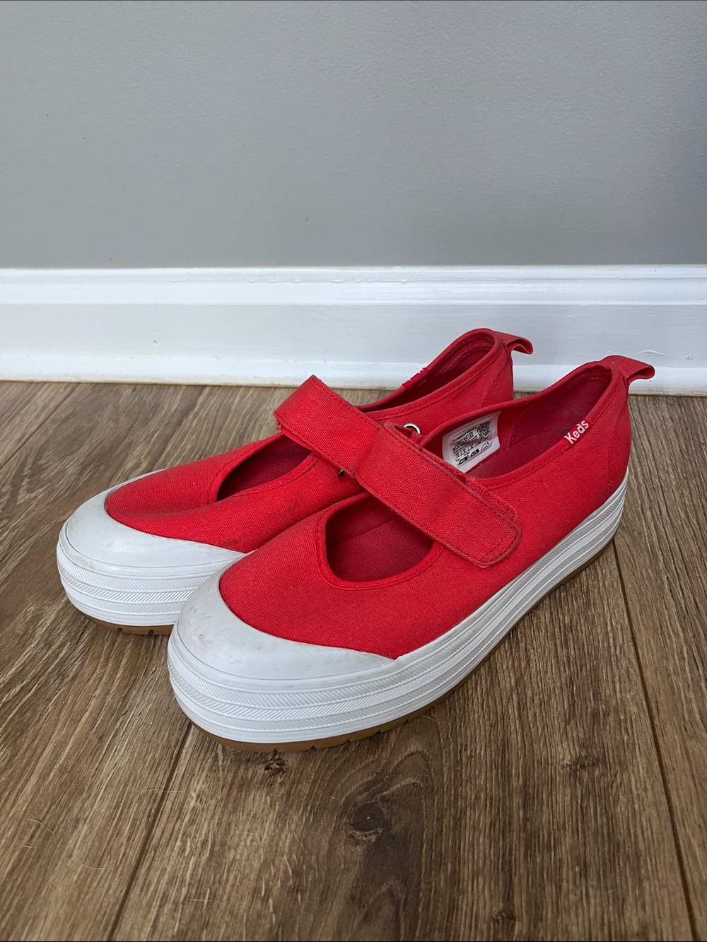 Keds Kids Red Mary Jane Platform Sneakers